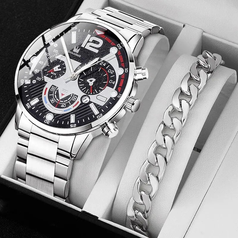 Luxury Brand Men Business Watch Stainless Steel Calendar Big Dial WatcMovement type: Quartz Watch
Applicable people: Mens
Watch band length Approx:220mm
Watch band Width Approx:18mm
Watch case diameter Approx:41mm
Luxury Brand Men Business Watch Stainless Steel Calendar Big Dial Watches
