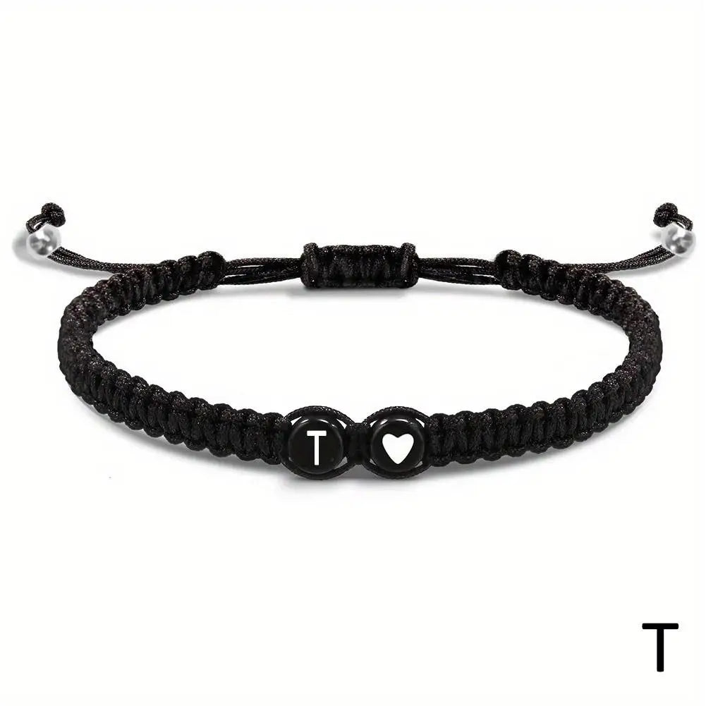 26 Letters Initial Heart Bracelets Handmade Adjustable A-Z Name BraideProduct Description:
1. Product name: 26 letters bracelet
2. Chain length: 17.5+6cm (6.89+2.36in),
3. Product color: black
4. Product material: rope
Features:
1.Thi26 Letters Initial Heart Bracelets Handmade Adjustable