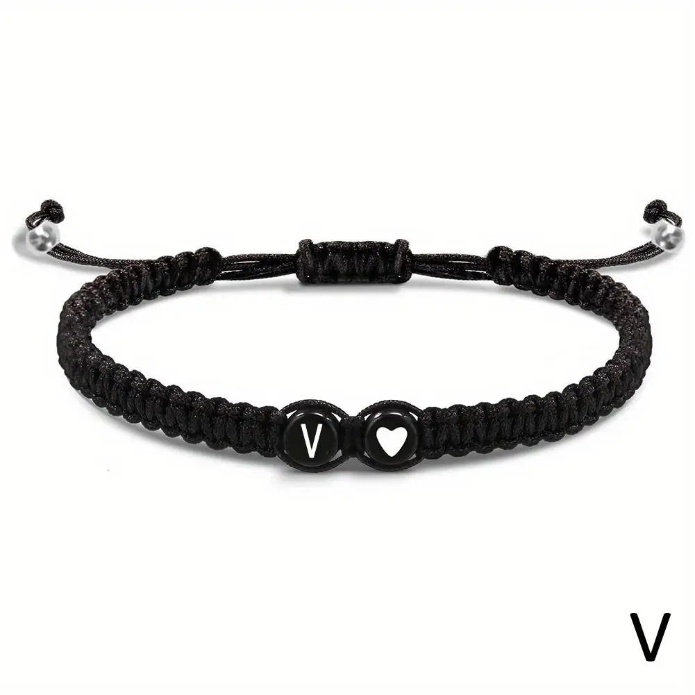 26 Letters Initial Heart Bracelets Handmade Adjustable A-Z Name BraideProduct Description:
1. Product name: 26 letters bracelet
2. Chain length: 17.5+6cm (6.89+2.36in),
3. Product color: black
4. Product material: rope
Features:
1.Thi26 Letters Initial Heart Bracelets Handmade Adjustable
