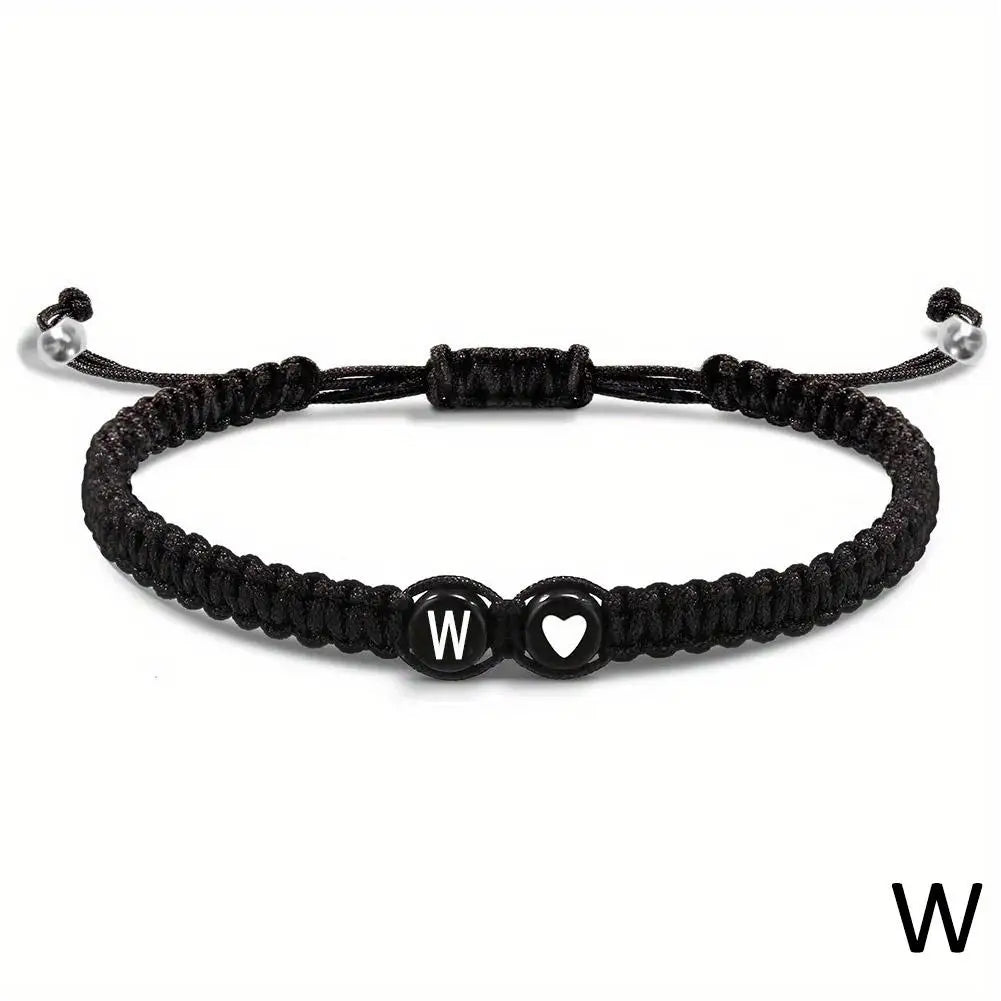 26 Letters Initial Heart Bracelets Handmade Adjustable A-Z Name BraideProduct Description:
1. Product name: 26 letters bracelet
2. Chain length: 17.5+6cm (6.89+2.36in),
3. Product color: black
4. Product material: rope
Features:
1.Thi26 Letters Initial Heart Bracelets Handmade Adjustable