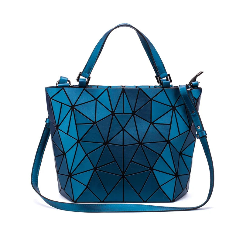 2024 geometric bao bag handbag in matte black with shoulder strap and crossbody design.