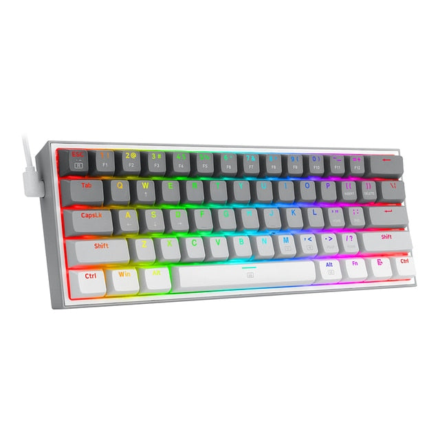 Mini Mechanical Gaming Wired KeyboardIntroducing the Mini Mechanical Gaming Wired Keyboard, Redragon's newest K617, the perfect companion for any gamer. Go ultra-portable with its 60% ultra compact desiMini Mechanical Gaming Wired Keyboard