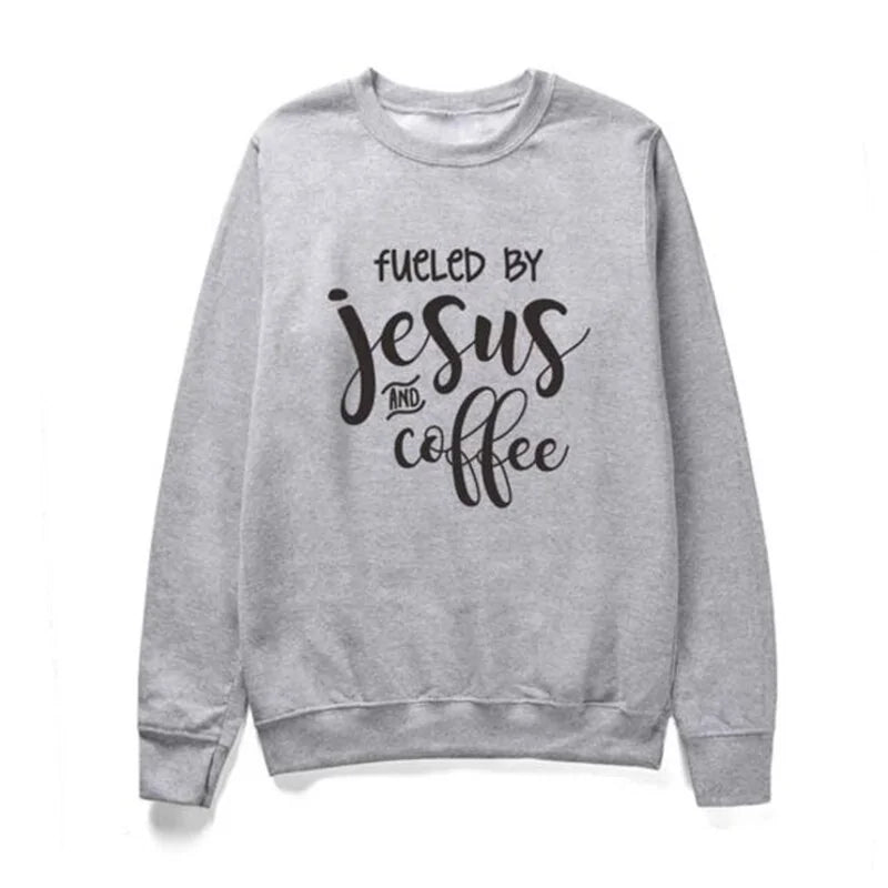 Fueled By Jesus and Coffee Sweatshirt"Indulge in pure comfort with our collection of cotton-rich apparel! Our T-shirts are crafted entirely from soft, breathable cotton, while our sweatshirts and hoodieCoffee Sweatshirt
