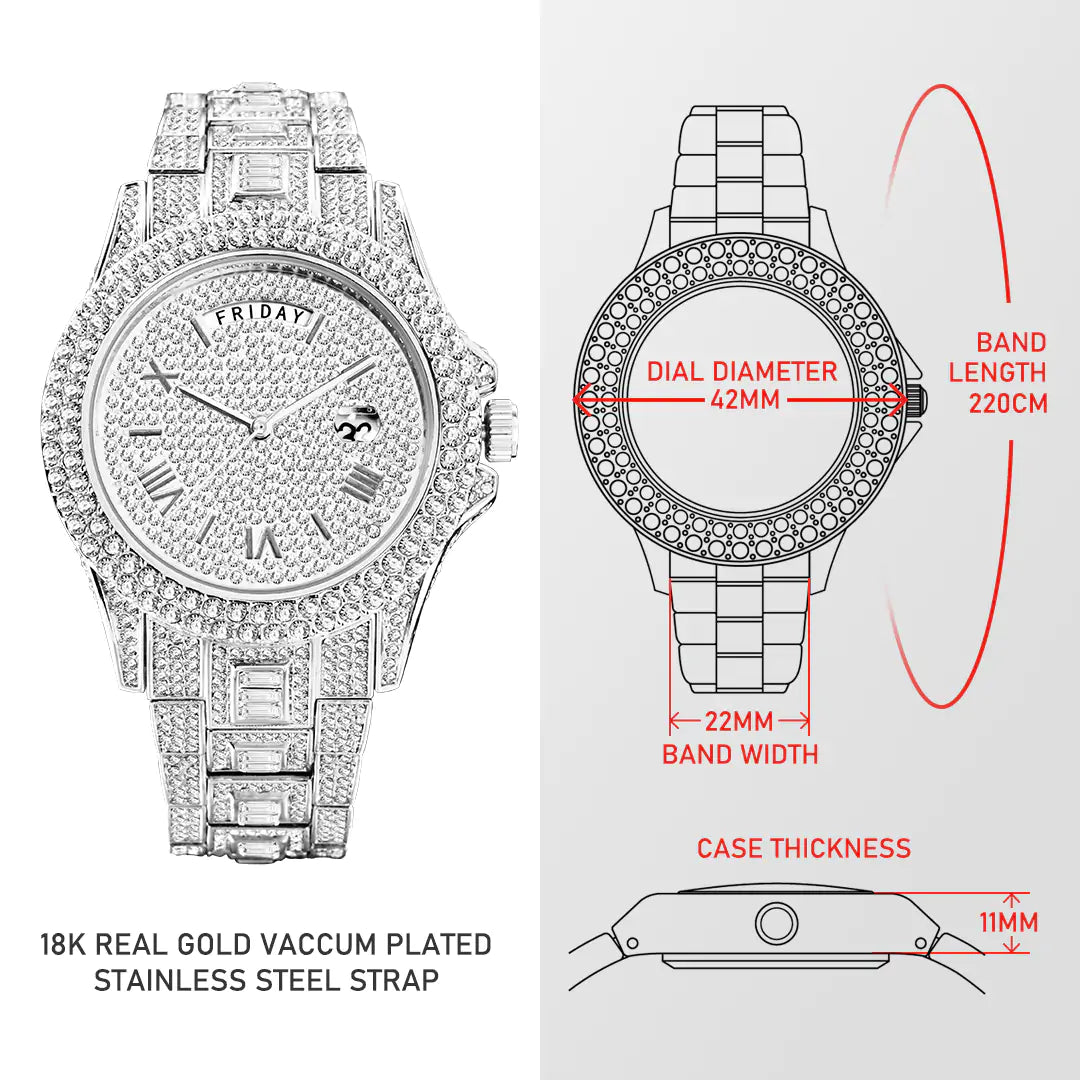 Masculino Diamond Quartz WatchesIntroducing the exquisite Masculino Diamond Quartz Watch! This luxurious timepiece is graced with a stunning diamond at its center, encircled by a sleek gold case. TMasculino Diamond Quartz Watches