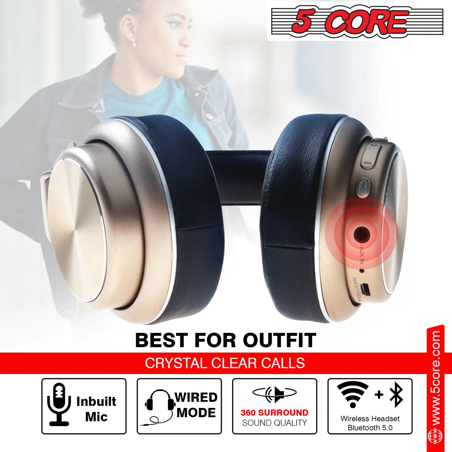5 CORE Bluetooth Headphones Over Ear Noise Cancelling Headset Stereo HProduct Description
Features
Package Include:
About BrandPadded Ear Cups + Adjustable Headband HEADPHONE 13