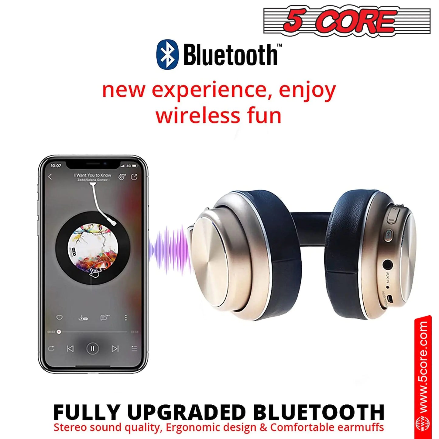 5 CORE Bluetooth Headphones Over Ear Noise Cancelling Headset Stereo HProduct Description
Features
Package Include:
About BrandPadded Ear Cups + Adjustable Headband HEADPHONE 13