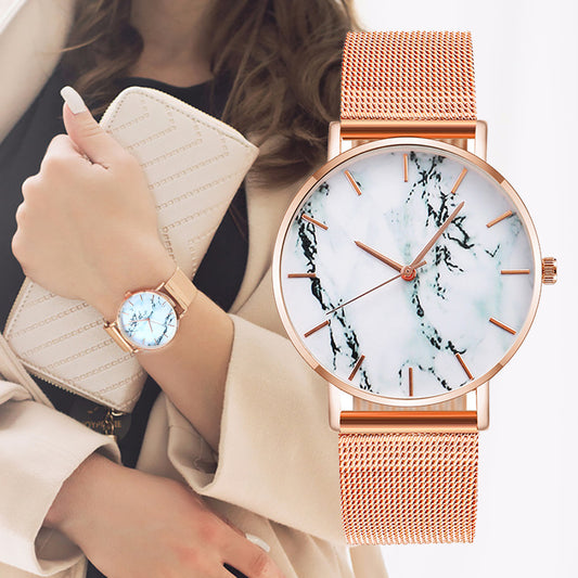 Fashion Rose Gold Mesh Band Creative Marble Female Wrist Watch Luxury Case Diameter: 39mm
Case Thickness: 8mm
Band length: 225mm
Band Width: 19mm
Material: The strap is made of alloy and is a mesh strapFashion Rose Gold Mesh Band Creative Marble Female Wrist Watch Luxury Women Quartz Watches Gifts Relogio Feminino Drop Shipping
