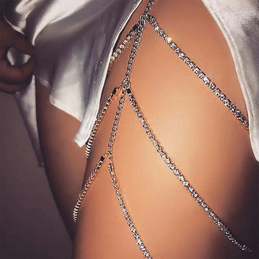 Leg Thigh ChainShine bright this summer with our Leg Thigh Chain! Designed to add a touch of glamour to your beach look, this body chain is a must-have accessory for every fashion-Leg Thigh Chain