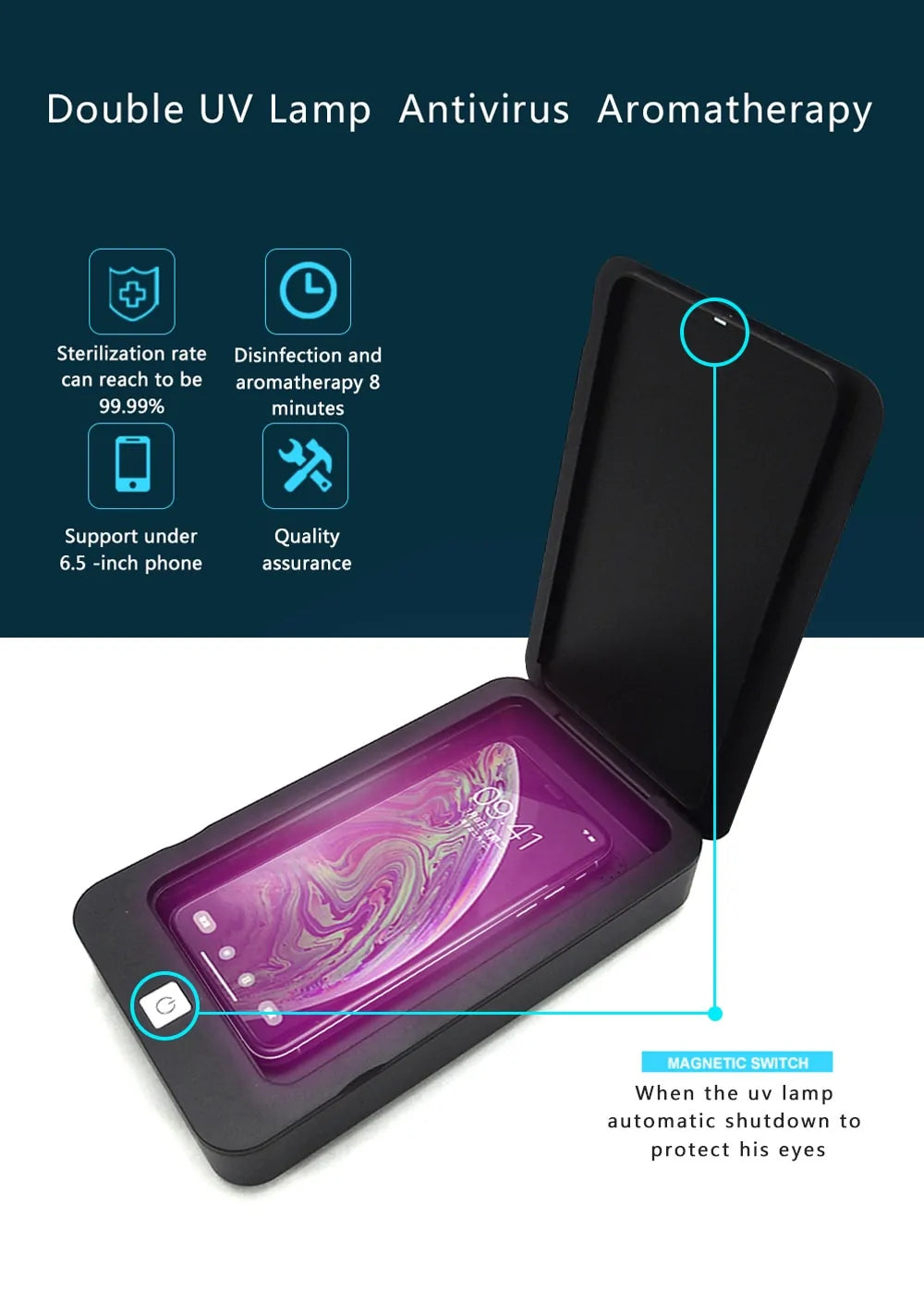 UV Phone SanitizerKeep Your Phone Germ-Free with the UV Phone SanitizerProtect your health with the UV Phone Sanitizer, designed to eliminate up to 99.9% of germs and bacteria from yoUV Phone Sanitizer