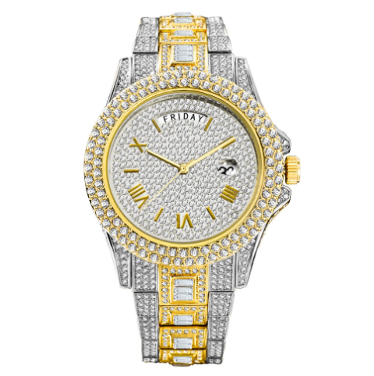 Masculino Diamond Quartz WatchesIntroducing the exquisite Masculino Diamond Quartz Watch! This luxurious timepiece is graced with a stunning diamond at its center, encircled by a sleek gold case. TMasculino Diamond Quartz Watches