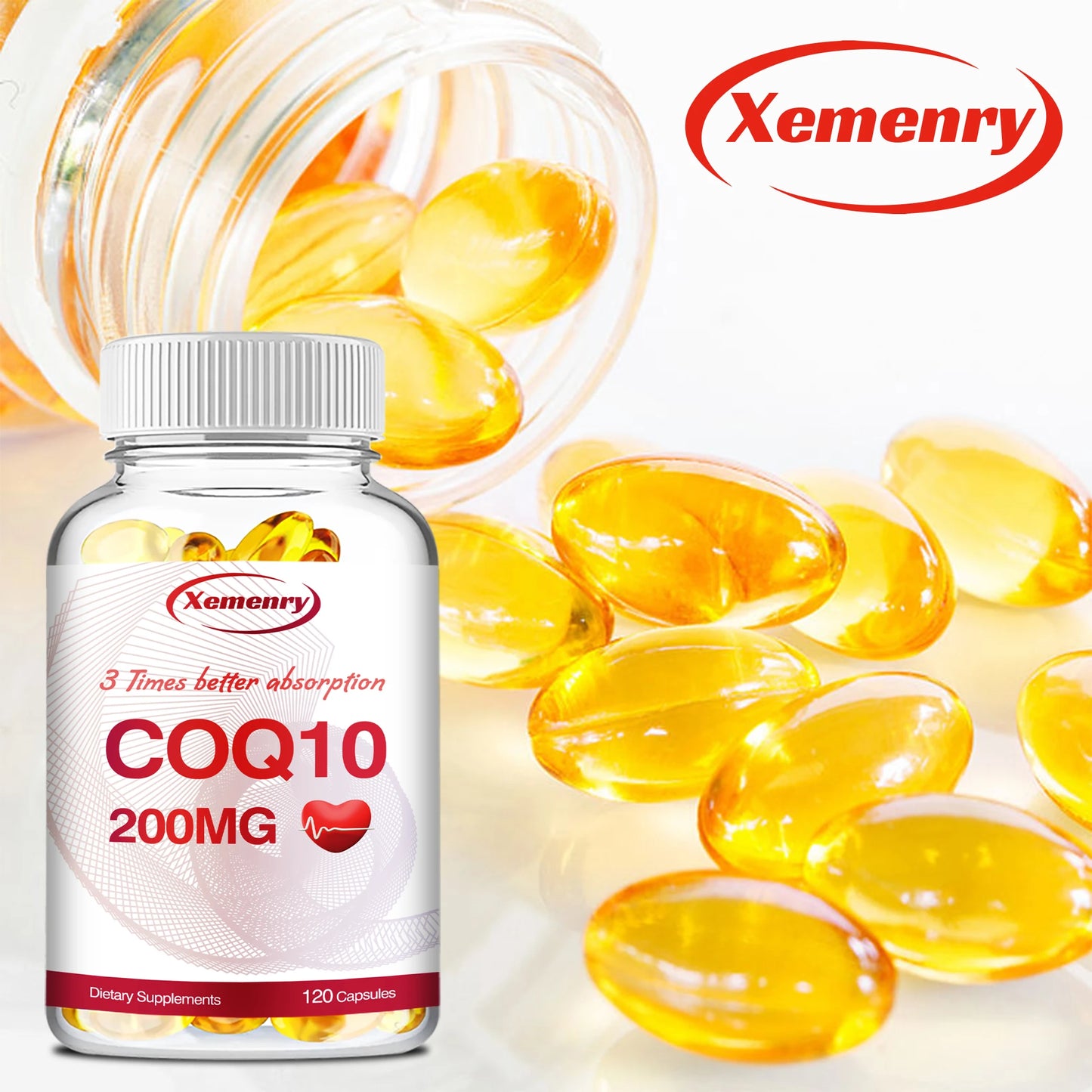 Coenzyme Q10 200mg - Energy Production, Heart, Cardiovascular Health, Circulation Support, Antioxidant - 120 Capsules