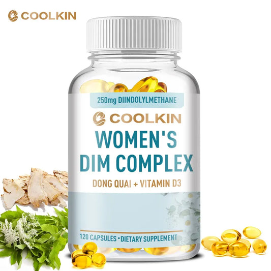 DIM Supplement 120 Capsules for Hormonal Balance, Menopause Support, and Hot Flashes Relief.