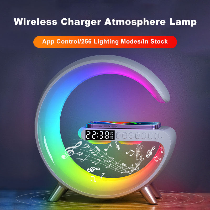 Bluetooth Speaker Wireless Charger LampExperience the perfect blend of illumination and entertainment with our Bluetooth Speaker Wireless Charger Lamp . This multifunctional device serves as a stylish lamBluetooth Speaker Wireless Charger Lamp