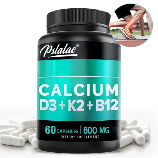 Calcium 600 Mg Vitamin D3 K2 B12 Supplement 60 Capsules for Heart, Bone, and Immune Support
