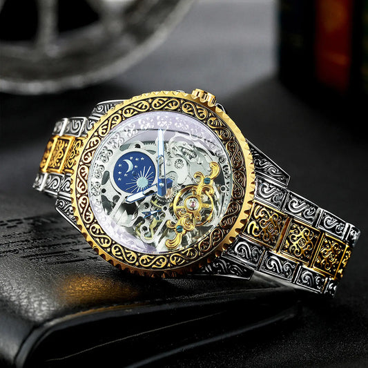 Luxury Moon Phase Mechanical WatchesIntroducing our new Luxury Moon Phase Tourbillon Skeleton Mechanical Watches – perfect for anyone looking to turn heads and stand out in a crowd. Crafted from top-quLuxury Moon Phase Mechanical Watches