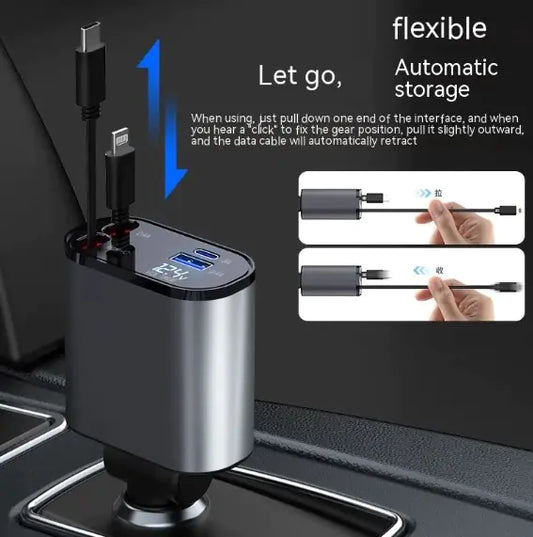 Car Charger### Product Description: Digital Display Charging USB Adapter Cigarette Lighter One to FourStay powered up on the go with our Digital Display Charging USB Adapter CiCar Charger