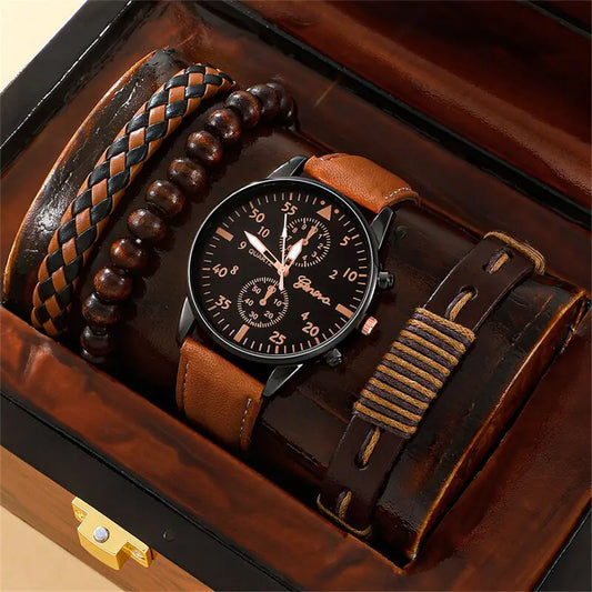 New Men's Watch Luxury Bracelet SetIntroducing our New Men's Watch Luxury Bracelet Set – the epitome of fashion and sophistication. Crafted with precision and elegance, this set features a stunning brWatch Luxury Bracelet Set