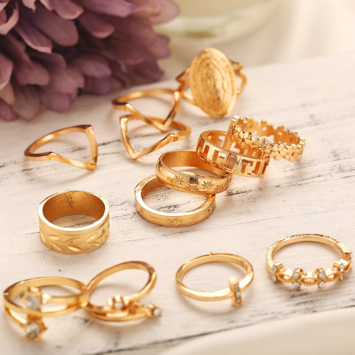 13 Piece Medallion Ring Set With Austrian Crystals 18K Gold Plated RinDimensions:0.15"
Made to Last a lifetime
Garunteed to retain its color and shine
Hypoallergenic Jewelry
Comfort Fit Jewelry
Made in ItalyAustrian Crystals 18K Gold Plated Ring ITALY Design