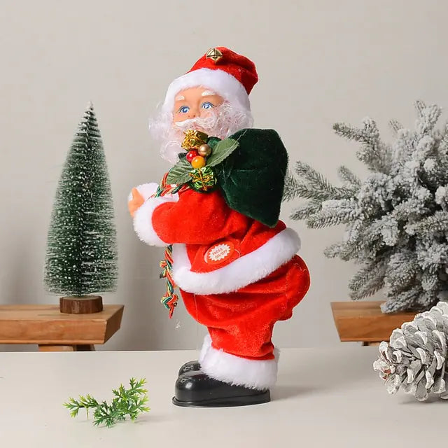 Electric Musical Hip Dancing Santa ClausWelcome the Christmas season in style with our Electric Musical Hip Dancing Santa Claus Doll Toys! This high-quality toy is crafted from flannel and plastic to ensurElectric Musical Hip Dancing Santa Claus