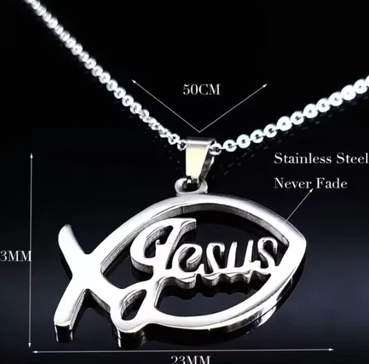 Jesus Christ NecklacesCelebrate faith with style through our Stainless Steel Jesus Christ Fish Pendant Necklace. This striking piece features the iconic Ichthys fish symbol, a powerful emJesus Christ Necklaces