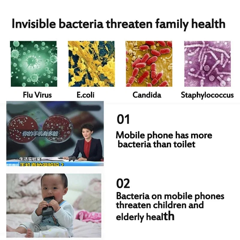 UV Phone SanitizerKeep Your Phone Germ-Free with the UV Phone SanitizerProtect your health with the UV Phone Sanitizer, designed to eliminate up to 99.9% of germs and bacteria from yoUV Phone Sanitizer