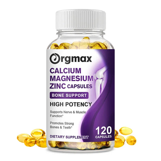 Calcium Magnesium Zinc Capsules with Vitamin D3 for strong bones and immune support.