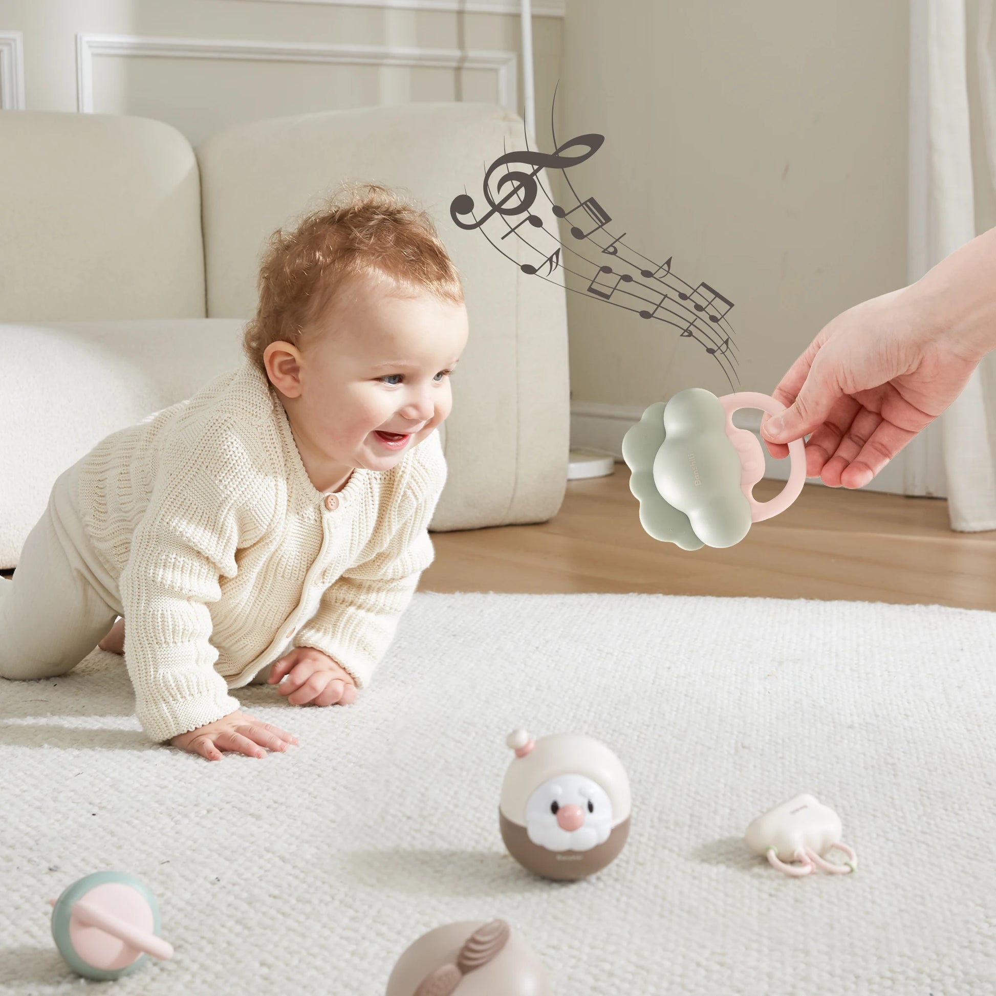 BANSHILI Baby cartoon hand drum newborn toddler toys 6-12 months earlyBANSHILI Baby cartoon hand drum newborn toddler toys 6-12 months early education educational training grasp