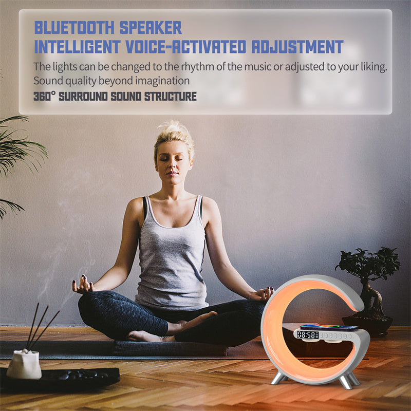 Bluetooth Speaker Wireless Charger LampExperience the perfect blend of illumination and entertainment with our Bluetooth Speaker Wireless Charger Lamp . This multifunctional device serves as a stylish lamBluetooth Speaker Wireless Charger Lamp