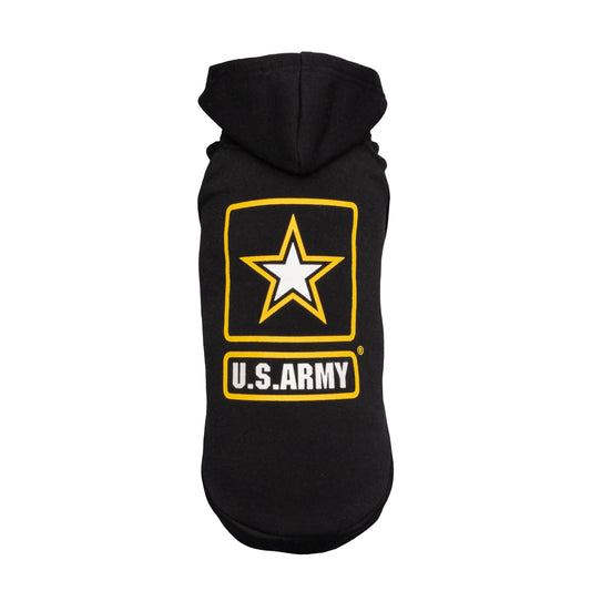 Hooded Dog FleeceOfficial licensed US Army® Dog Hoodie will make your dog the coolest in the hood.  This snuggly short-sleeved fleece has a front 1/2 velcro for easy slip-on, an adorHooded Dog Fleece