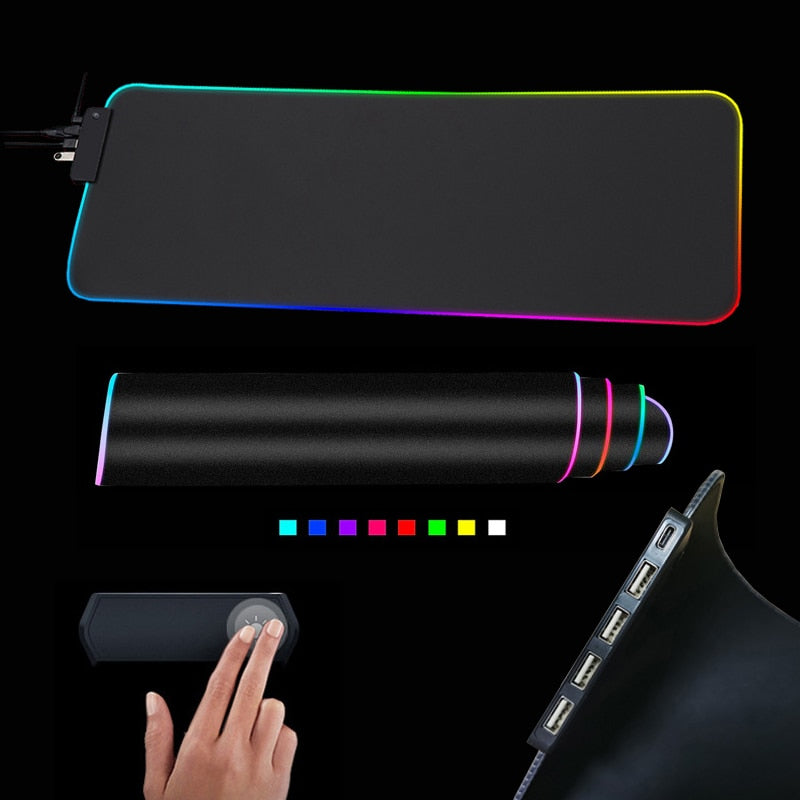 RGB Mouse Pad with CableThe RGB Mouse Pad with Cable is the perfect computer accessory for gamers and general computer users alike. This massive mouse pad is backlit with RGB LEDs and has pRGB Mouse Pad