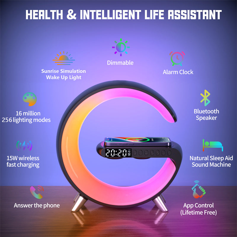 Bluetooth Speaker Wireless Charger LampExperience the perfect blend of illumination and entertainment with our Bluetooth Speaker Wireless Charger Lamp . This multifunctional device serves as a stylish lamBluetooth Speaker Wireless Charger Lamp