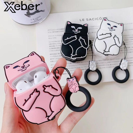Cartoon Cat AirPods CaseFeatures:
1. Specially designed for AirPods TWS earphones, protect your earphone against bumps, drops, and shock without adding bulk to your charging case, providesCartoon Cat AirPods Case