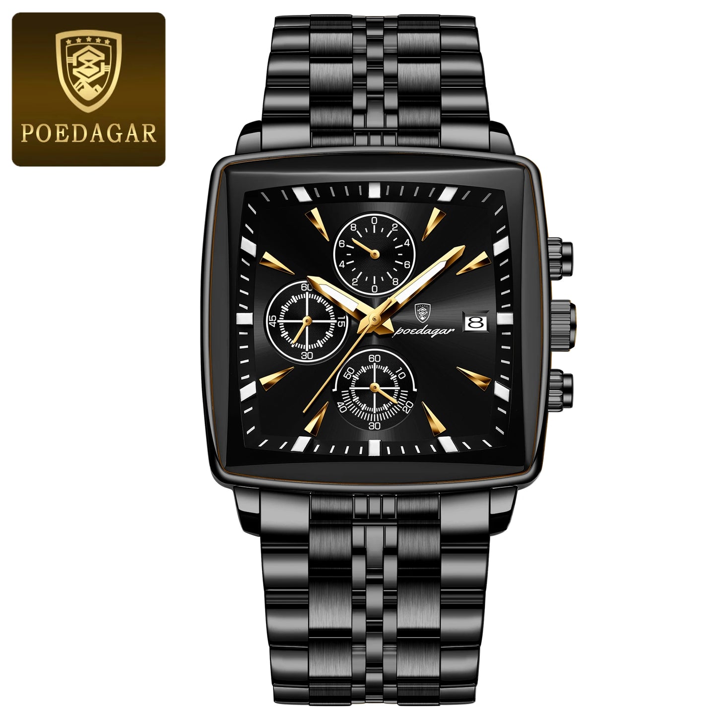 POEDAGAR Luxury Square Sport Man Wristwatch Waterproof Luminous ChronoPackage Included:

1 x POEDAGAR Clock

1 x POEDAGAR Box

1 x Watchband adjust tool

1 x Watch wipe

1 x Warranty card

After-Sales Service:

If you have any questionPOEDAGAR Luxury Square Sport Man Wristwatch Waterproof Luminous Chronograph Quartz Men'