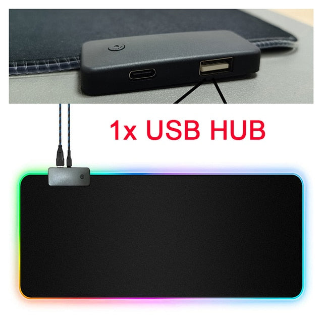 RGB Mouse Pad with CableThe RGB Mouse Pad with Cable is the perfect computer accessory for gamers and general computer users alike. This massive mouse pad is backlit with RGB LEDs and has pRGB Mouse Pad